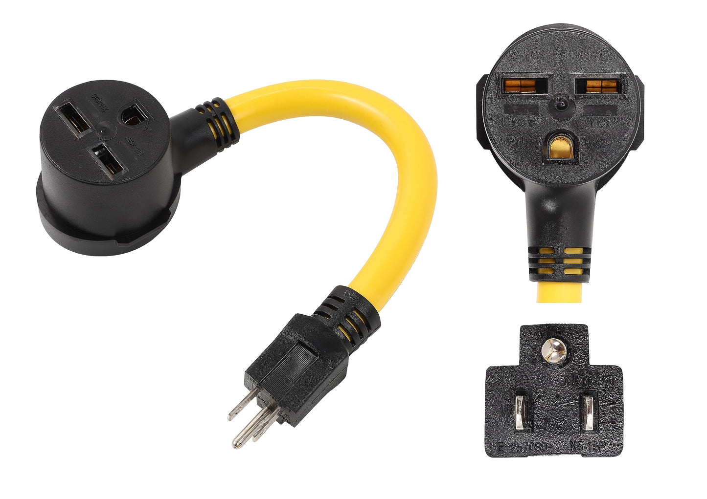 ONETAK NEMA 5-15P to 6-30R 120V 15 Amp 3 Prong Male Plug to 3 Prong Female Receptacle Dryer Welder Power Cord Adapter
