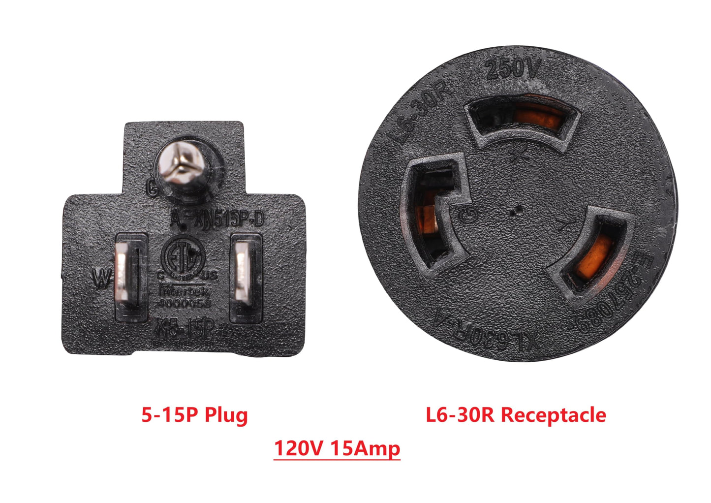 ONETAK NEMA 5-15P to L6-30R 3FT Overload Current Protector 120V 15A 3 Prong Male Plug to 3 Prong Twist Lock Female Receptacle for Generator Welder Dryer EV Compatible with Tesla Power Cord Adapter