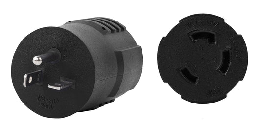 ONETAK NEMA 6-20P to L6-30R Compact 240V 20 Amp 3 Prong Male Plug to 240V 30 Amp Twist Lock 3 Prong Female Receptacle Generator Welder Dryer Power Cord Adapter Connector