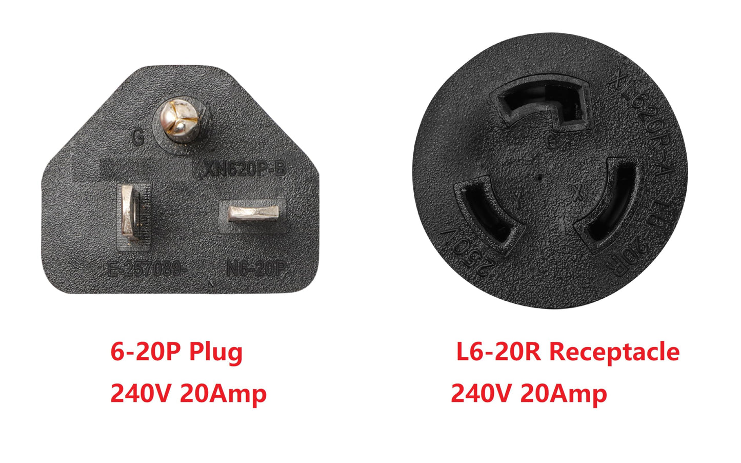 ONETAK NEMA 6-20P to L6-20R 240V 20 Amp 3 Prong Male Plug to Twist Lock 3 Prong Female Outlet Receptacle Generator Welder Dryer EV Charger Power Cord Adapter