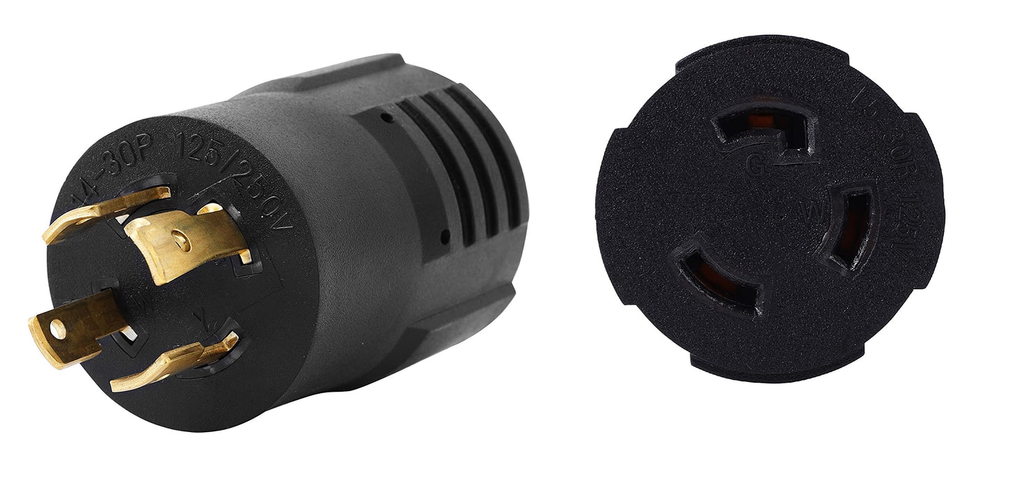 ONETAK NEMA L14-30P to L5-30R Compact 120V/240V 30 Amp Twist Lock 4 Prong Male Plug to 120V 30 Amp Twist Lock 3 Prong Female Receptacle Generator Welder Dryer EV Charger Power Cord Adapter Connector