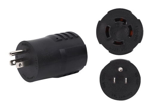 ONETAK NEMA 5-15P to L14-30R Compact 120V 15 Amp Two Hots Bridged 3 Prong Male Plug to Twist Lock 4 Prong Female Receptacle Generator Welder Dryer RV Power Cord Adapter Connector