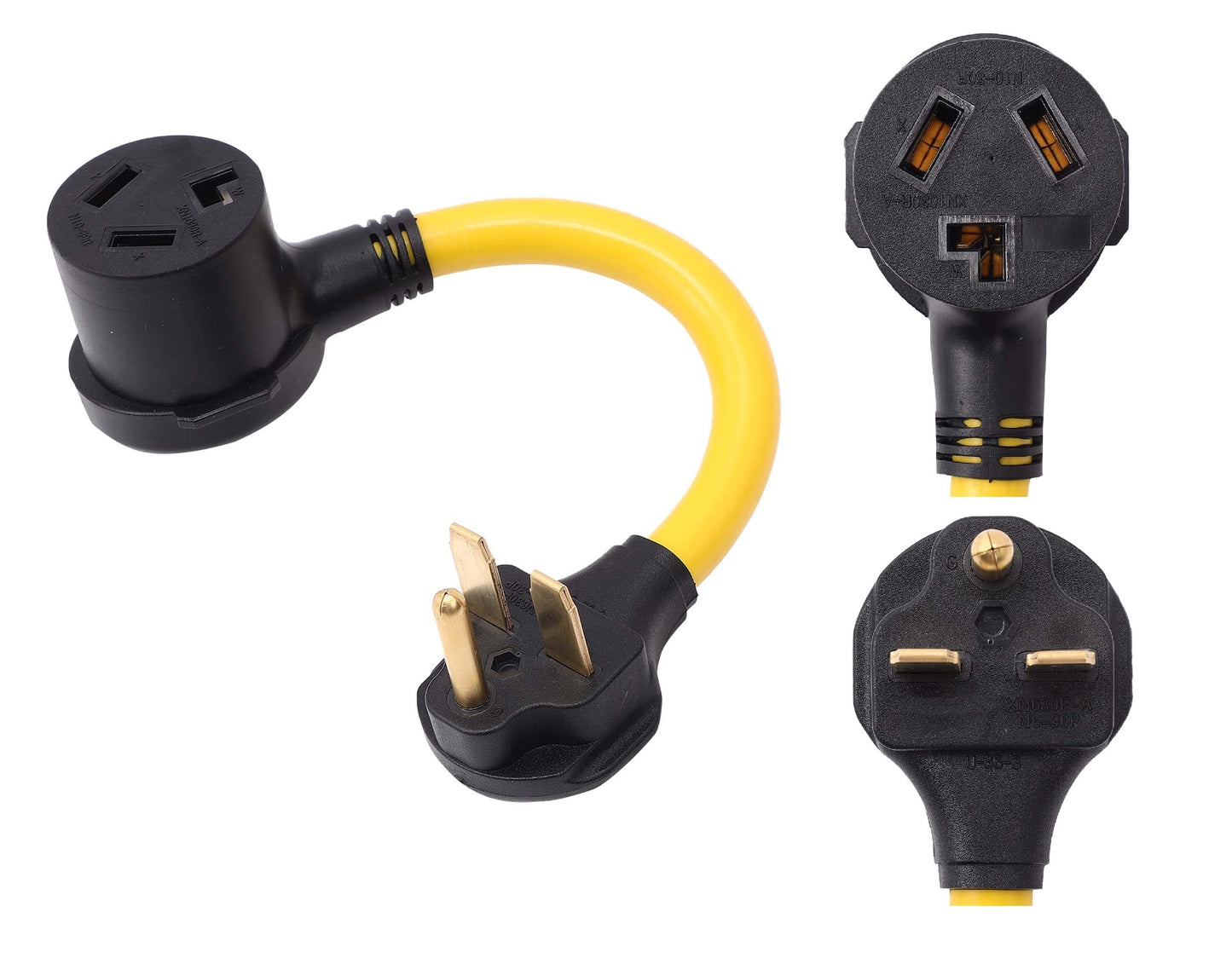 ONETAK NEMA 6-30P to 10-30R 240V 30 Amp 3 Prong Male Plug to 3 Prong Female Receptacle Dryer Power Cord Adapter