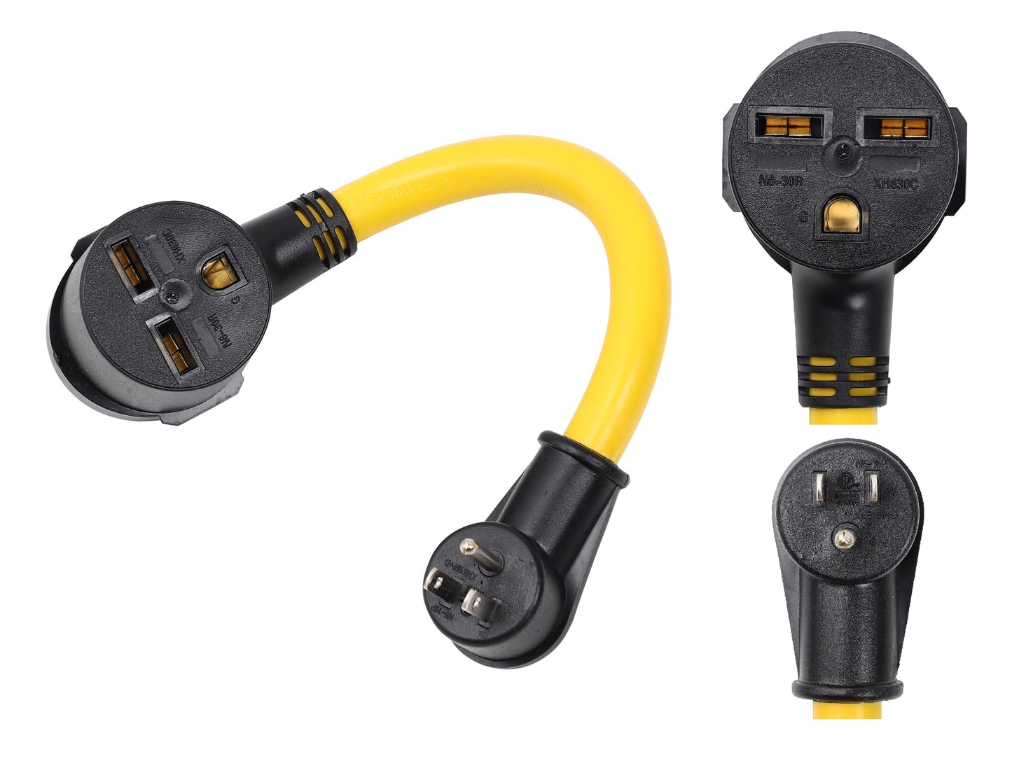 ONETAK NEMA Right Angle 5-15P to 6-30R 120V 15 Amp 3 Prong Male Plug to 3 Prong Female Receptacle Dryer Welder Power Cord Adapter