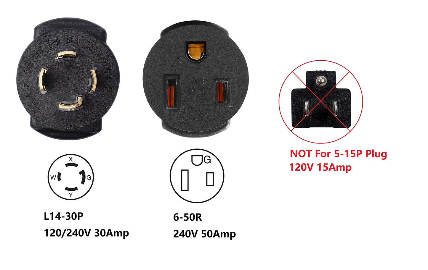 ONETAK NEMA L14-30P to 6-50R Adapter, 240V 30 Amp Twist Lock, 4 Prong Male Plug to 3 Prong Female Receptacle, for Generator, Welder, and Dryer