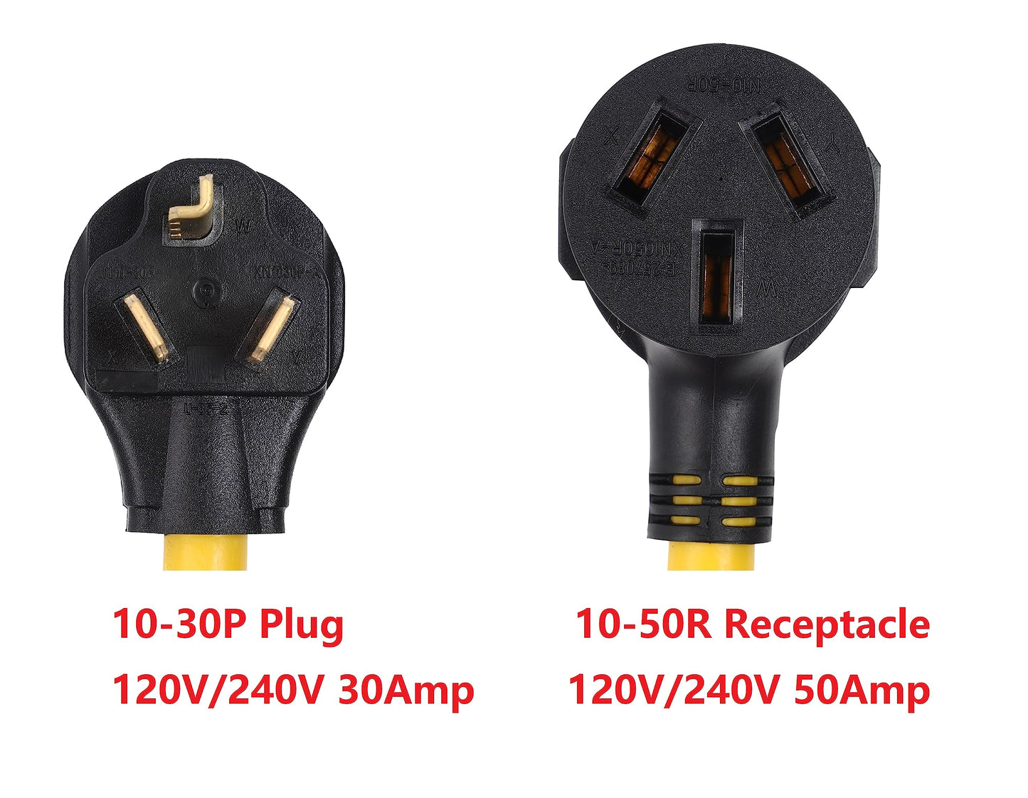 ONETAK NEMA 10-30P to 10-50R 120V/240V 30 Amp 3 Prong Male Plug to 3 Prong Female Receptacle Dryer Power Cord Adapter