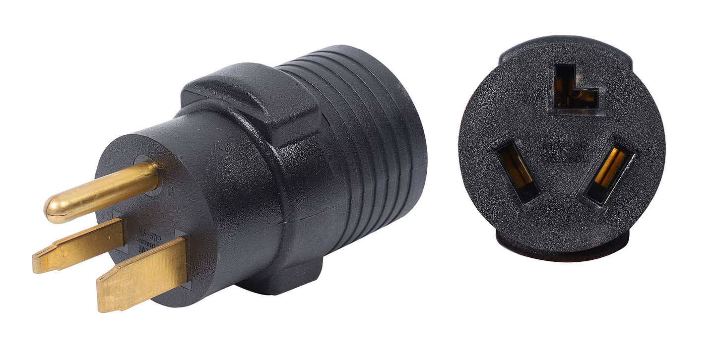 ONETAK NEMA 6-50P to 10-30R Compact 240V 50 Amp 3 Prong Male Plug to 30 Amp 3 Prong Female Receptacle Generator Dryer Power Cord Adapter Connector