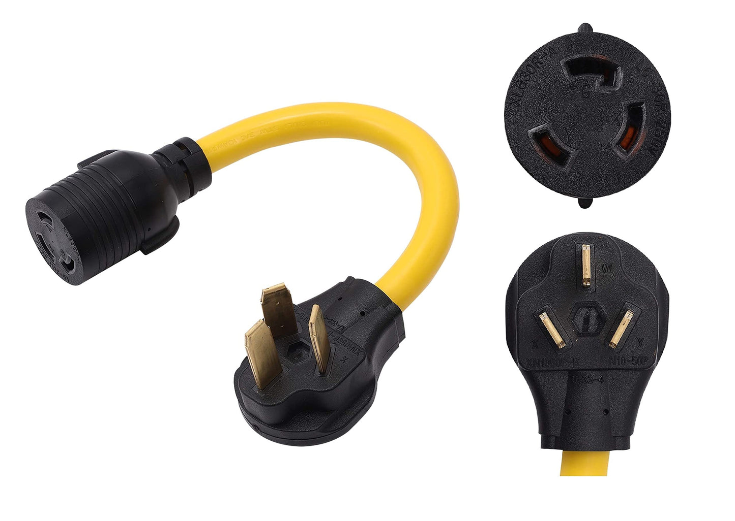 ONETAK NEMA 10-50P to L6-30R 240V 30 Amp 3 Prong Male Plug to 3 Prong Twist Lock Female Receptacle Dryer Welder Power Cord Adapter