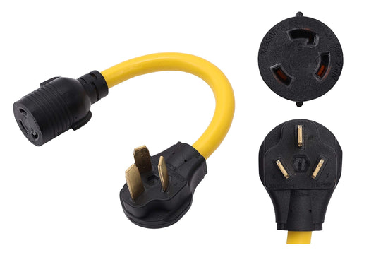 ONETAK NEMA 10-50P to L6-30R 240V 30 Amp 3 Prong Male Plug to 3 Prong Twist Lock Female Receptacle Dryer Welder Power Cord Adapter