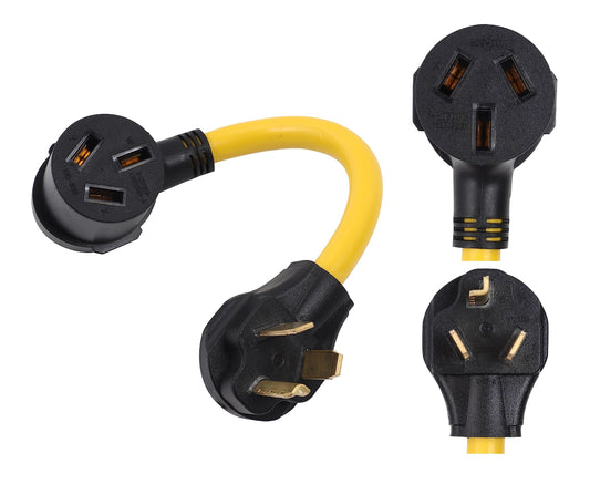 ONETAK NEMA 10-30P to 10-50R 120V/240V 30 Amp 3 Prong Male Plug to 3 Prong Female Receptacle Dryer Power Cord Adapter