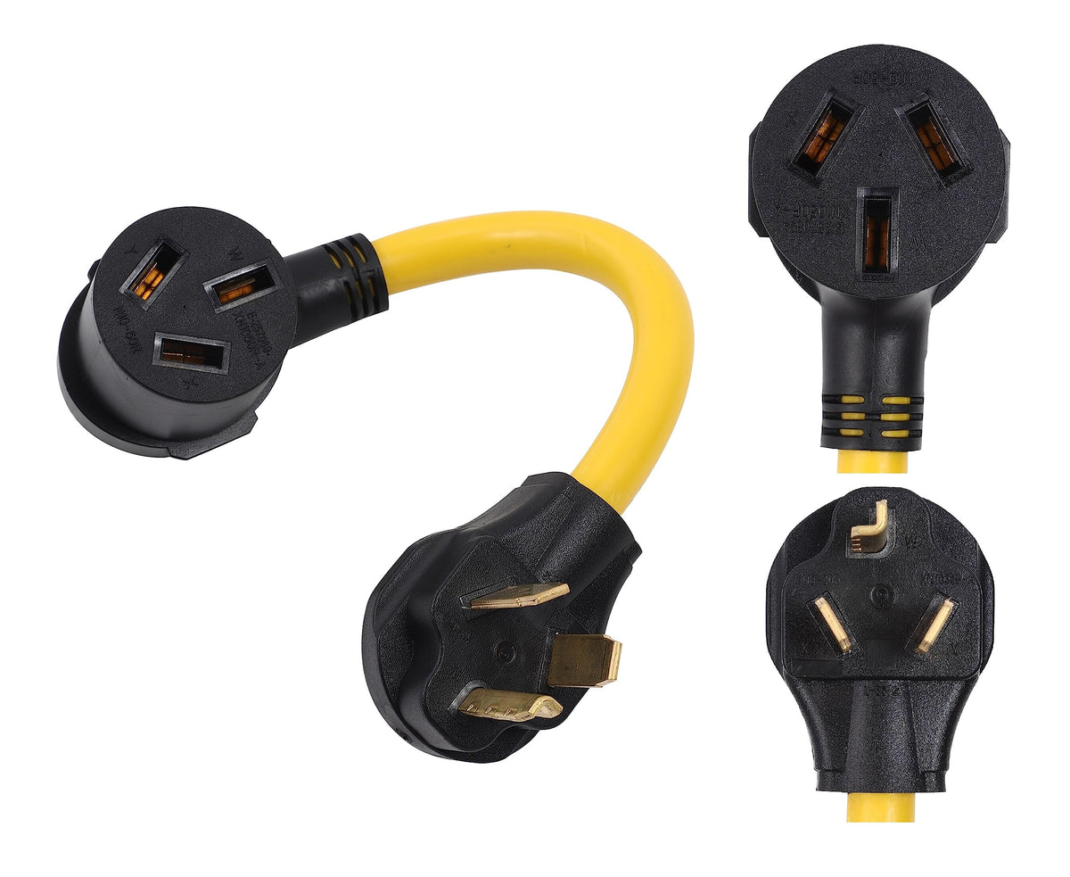 ONETAK NEMA 10-30P to 10-50R 120V/240V 30 Amp 3 Prong Male Plug to 3 Prong Female Receptacle Dryer Power Cord Adapter