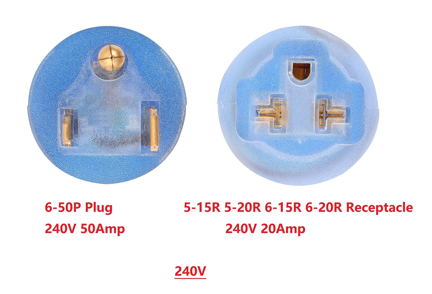 ONETAK NEMA 6-50P to 5-15R 5-20R 6-15R 6-20R Compact 240V 50 Amp 3 Prong Male Plug to 240V 15 Amp 20 Amp 3 Prong Female Receptacle Generator Welder Dryer Power Cord Adapter Connector