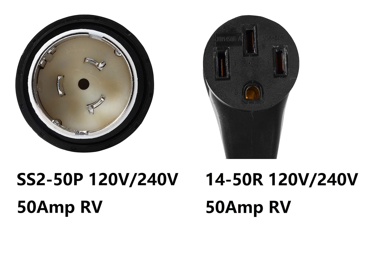 ONETAK NEMA SS2-50P to 14-50R 120V/240V 50 Amp Marine Shore Twist Lock Male Plug to 4 Prong Female Outlet Receptacle Generator Welder Dryer RV Power Cord Adapter
