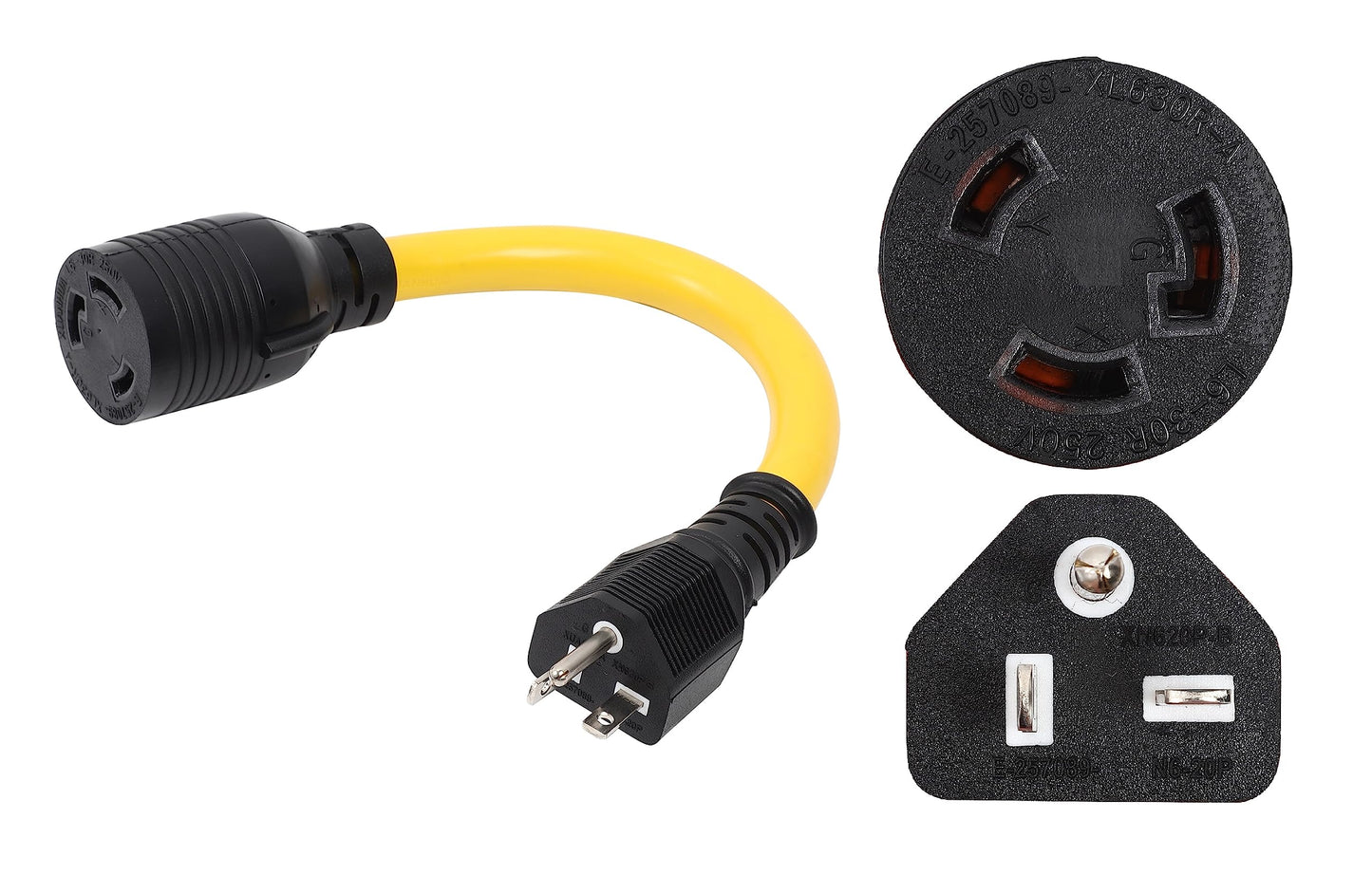 ONETAK NEMA 6-20P to L6-30R 240V 20 Amp 3 Prong Male Plug to Twist Lock 3 Prong Female Outlet Receptacle Generator Welder Dryer EV Charger Power Cord Adapter