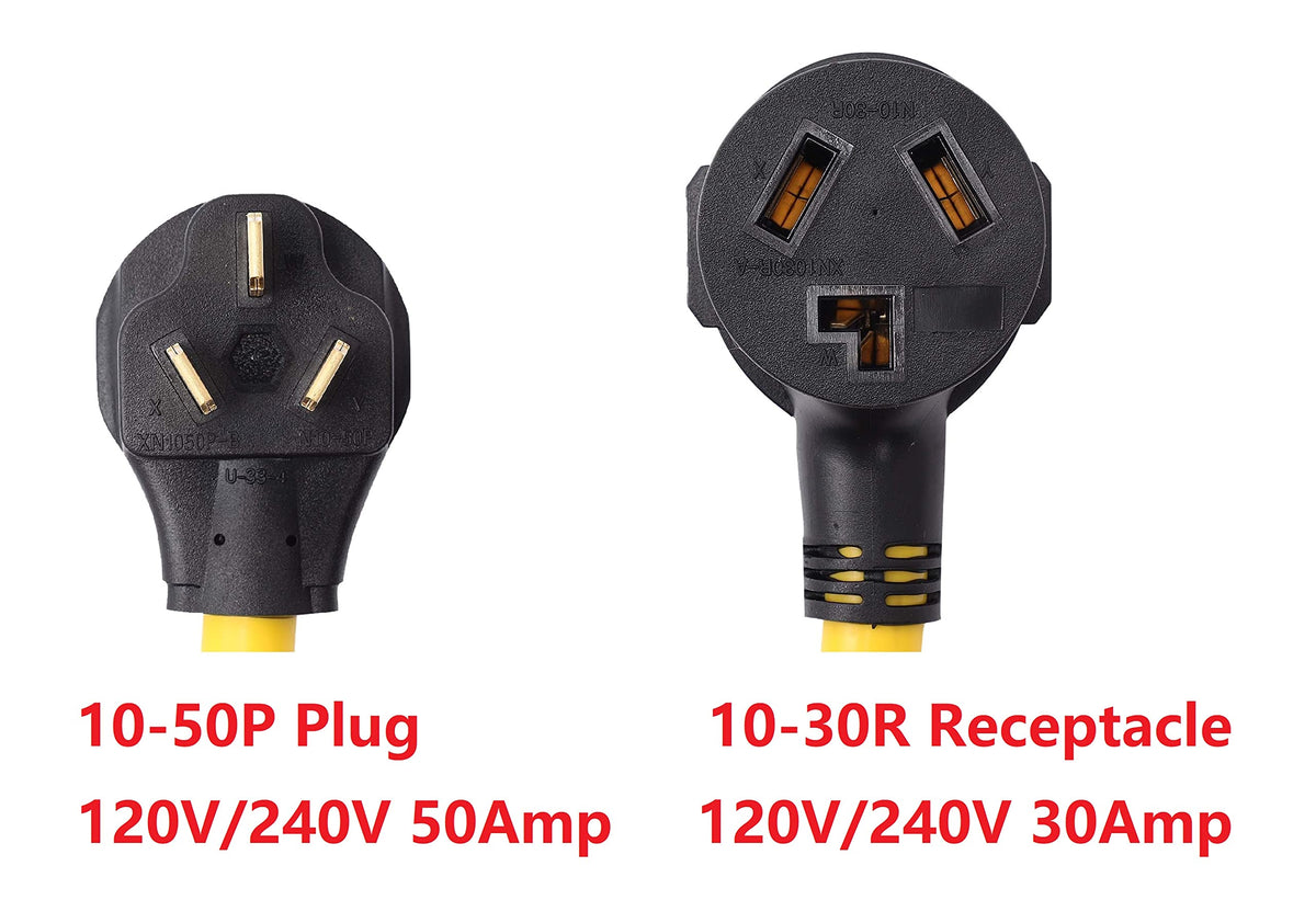ONETAK NEMA 10-50P to 10-30R 120V/240V 30 Amp 3 Prong Male Plug to 3 Prong Female Receptacle Dryer Power Cord Adapter