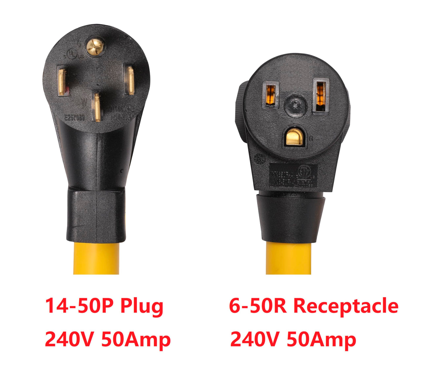ONETAK NEMA 14-50P to 6-50R 240V 50 Amp 4 Prong Male Plug to 3 Prong Female Receptacle Generator Welder Dryer Power Cord Adapter Connector