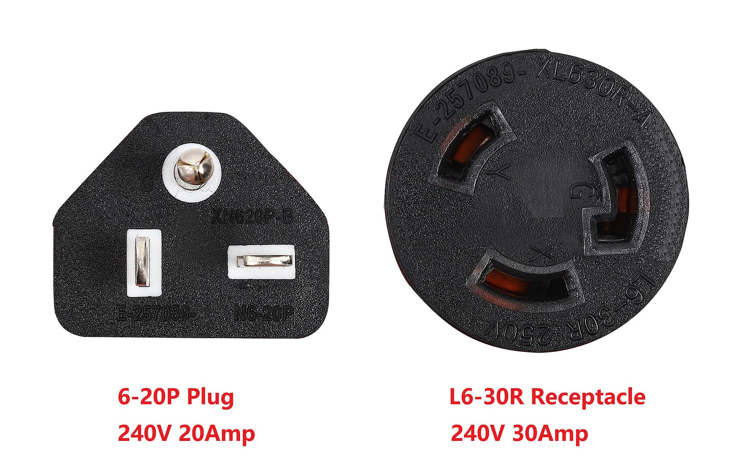 ONETAK NEMA 6-20P to L6-30R 240V 20 Amp 3 Prong Male Plug to Twist Lock 3 Prong Female Outlet Receptacle Generator Welder Dryer EV Charger Power Cord Adapter
