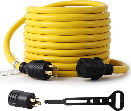 100 Feet 10AWG SJTW L14-30P to L14-30R 125/250V 30Amp Twist Lock 4 Prong Male Plug Female Receptacle Generator RV EV Dryer Welder Extension Cord with L14-30P to 5-15R 5-20R Adapter Cable Organizer