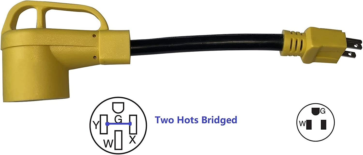ONETAK NEMA 5-15P to 14-30R 120V 15 Amp Two Hots Bridged Welder Welding Power Cord Adapter Adaptor Connector Connecter