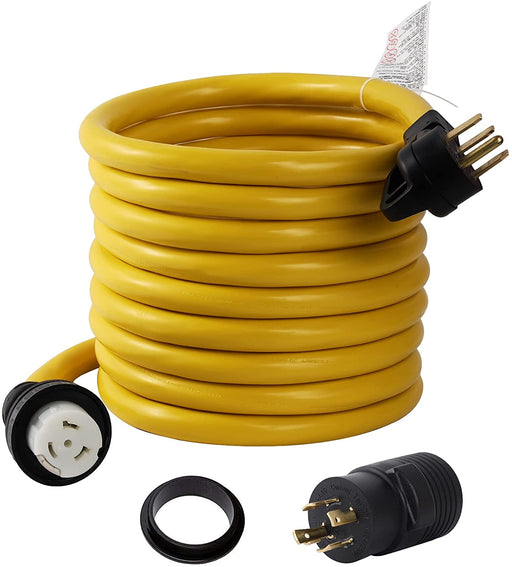 40FT 14-50P to SS2-50R 120V/240V 50 Amp 6/4 AWG Stow W/L14-30P to 14-50R Power Cord Adapter Combo Kit 4 Prong Male to 4 Prong Twist Lock Receptacle RV Generator Marine Shore Power Boat Extension Cord