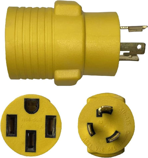 ONETAK NEMA L5-30P to 14-50R Compact 120V 30 Amp Two Hots Bridged 3 Prong Twist Lock Male Plug to 120V 30 Amp 4 Prong Female Receptacle Generator RV Power Cord Adapter Connector