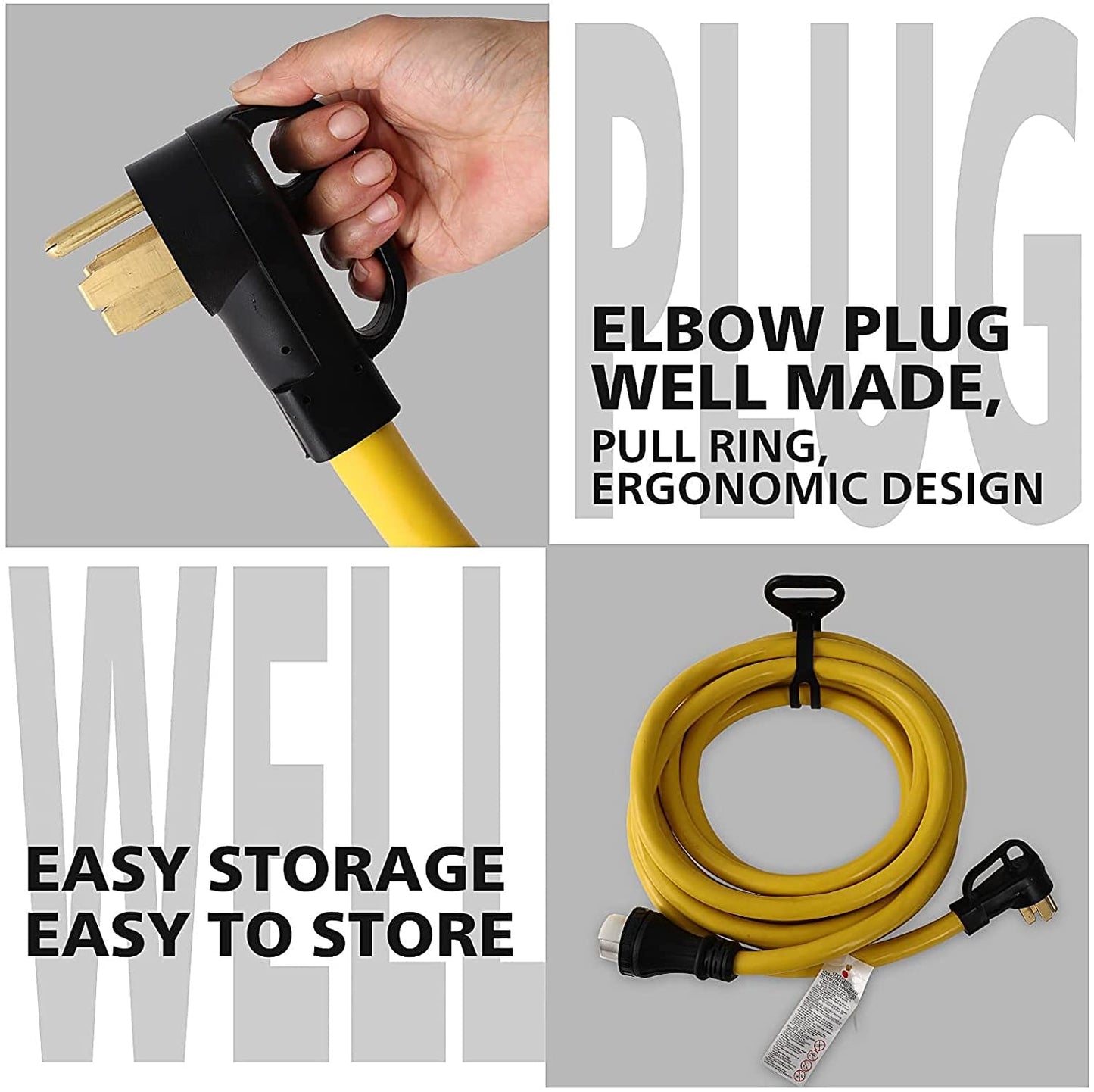 14-50P to SS2-50R 120V/240V 50 Amp Stow 6/4 AWG Combo Kit RV EV Generator Power Cord Extension Cable