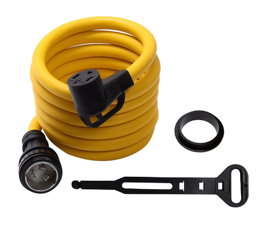 ONETAK NEMA 15FT SS2-50P to 14-50R 120V/240V 50 Amp Marine Shore Twist Lock 4 Prong Male Plug to 4 Prong Female Outlet Receptacle Generator Welder Dryer RV EV Charger Power Cord Adapter