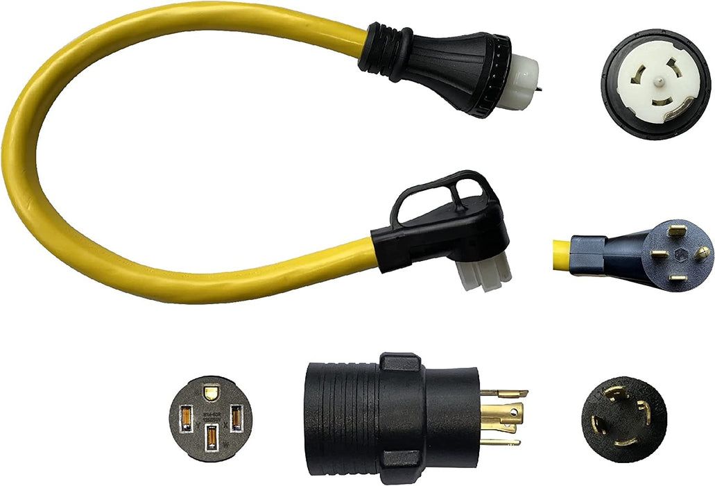 3FT 14-50P to SS2-50R 120V/240V 50 Amp 6/4 AWG Stow W/L14-30P to 14-50R Power Cord Adapter Combo Kit 4 Prong Male to 4 Prong Twist Lock Receptacle RV Generator Marine Shore Power Boat Extension Cord