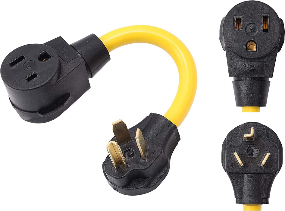 ONETAK NEMA 10-30P to 6-50R 240V 30 Amp 3 Prong Male Plug to 3 Prong Female Receptacle Dryer Welder Power Cord Adapter