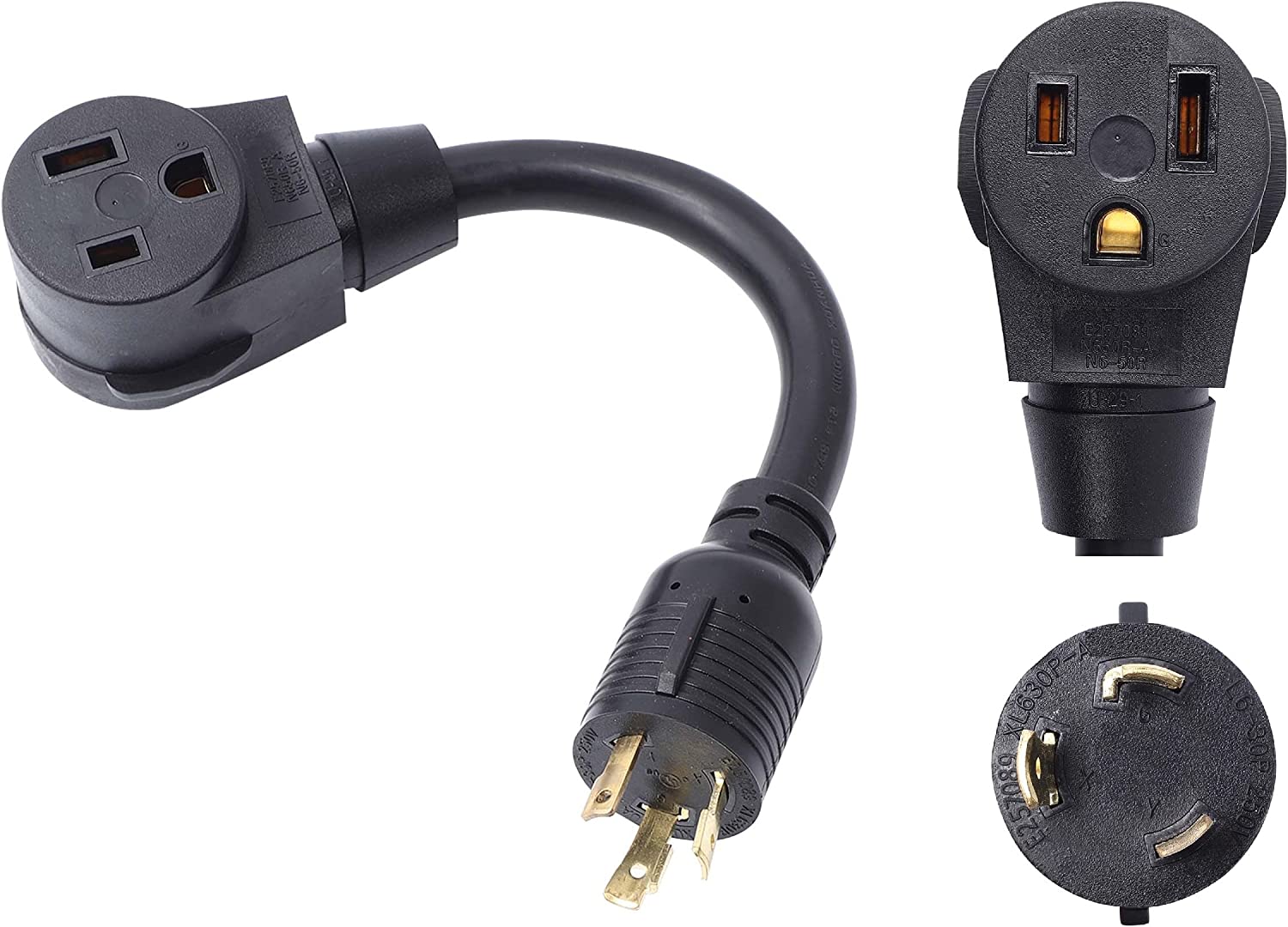 ONETAK NEMA 6-30P To 6-50R Adapter Cord – 240V 30 Amp, Converts Dryer Plug To Welder/EV Outlet, 10 AWG Copper